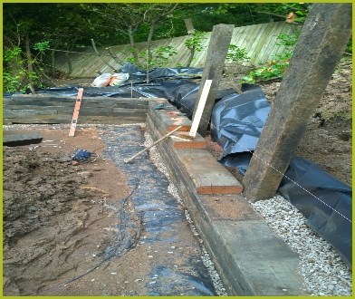 Grade A Hardwood Sleepers Installed By Redditch Based Landscape Gardeners : Advanscape : Redditch Studley Bromsgrove Alvechurch